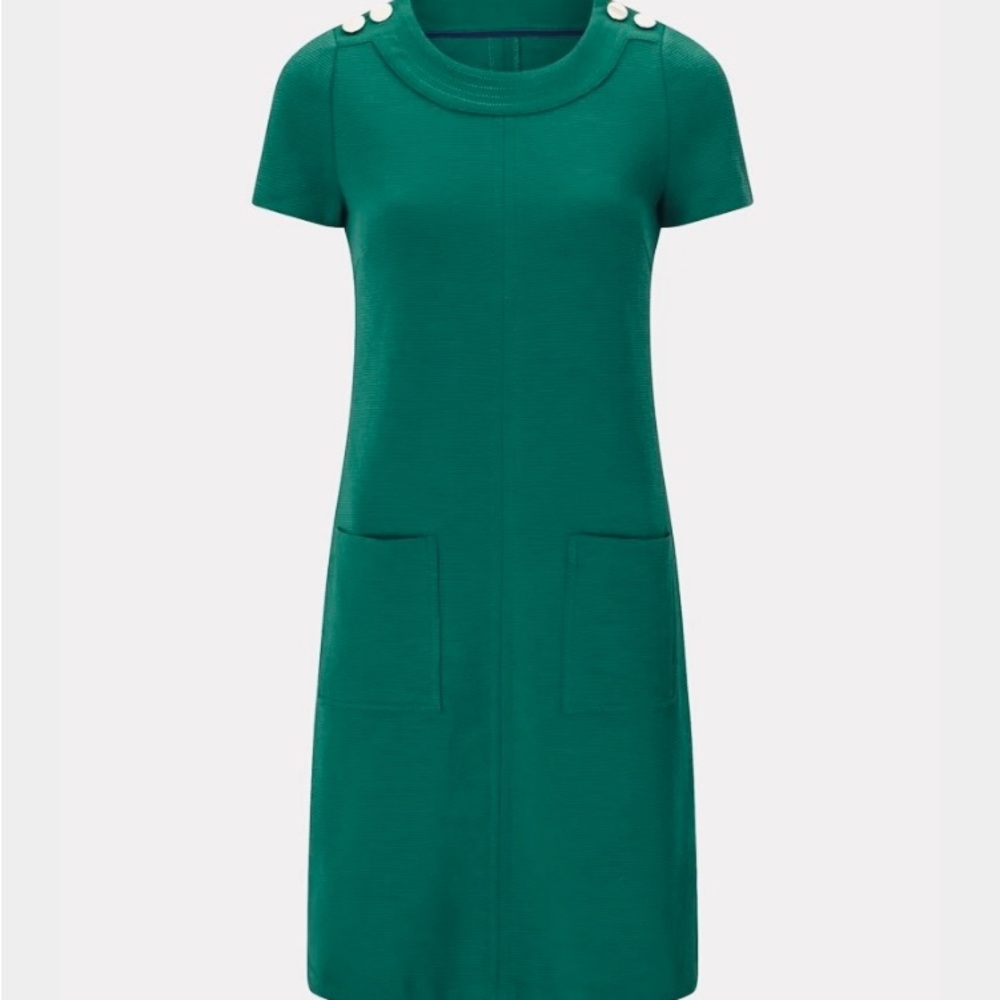 Boden Green Ribbed Ottoman Shift Dress Size 8R , EUC - Picture 2 of 7